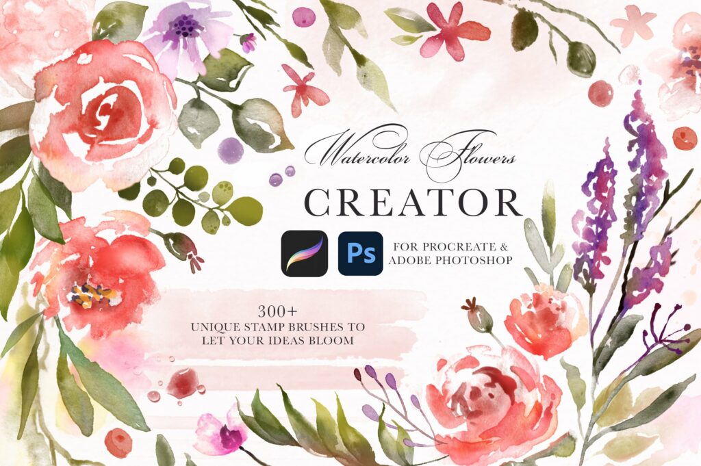Watercolor Flowers Creator Procreate – MasterBundles