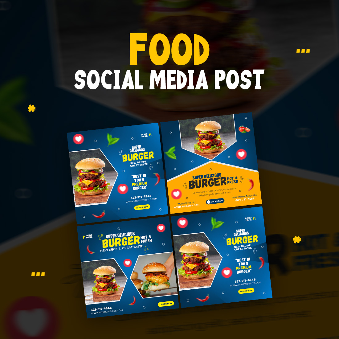 3+ Beautiful food and restaurant social media Banner post templates -only $2 cover image.