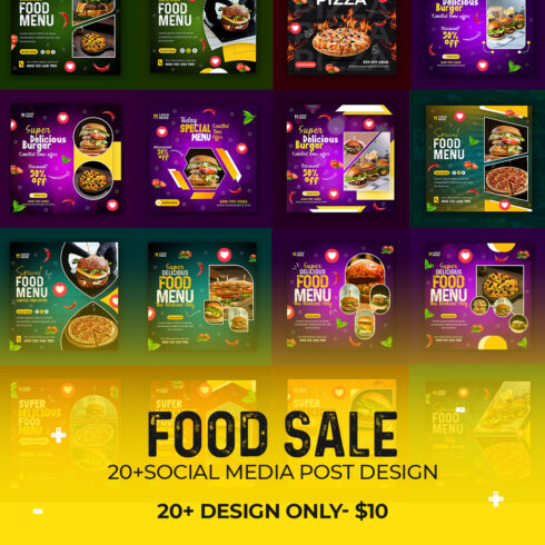 20+ Beautiful Food and restaurant social media Banner post templates -only $10 cover image.