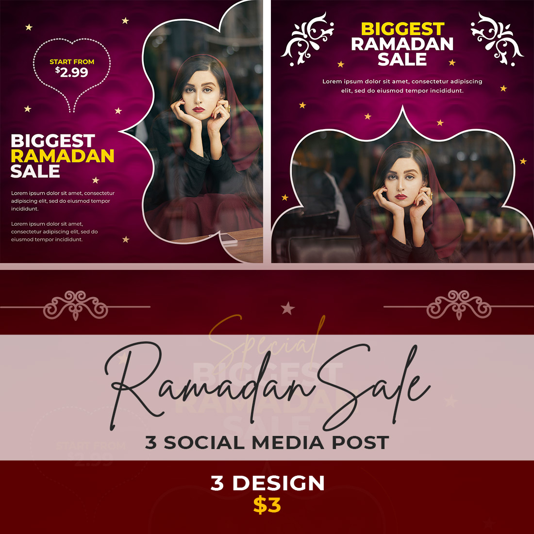 3+ Ramadan Kareem sale festival religious social media promotion banners only-$3 preview image.