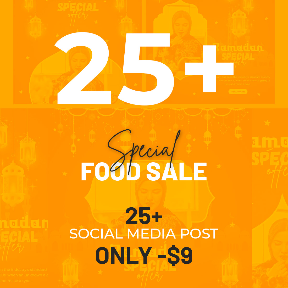 25+ Beautiful Food and restaurant social media Banner post templates- only $9 preview image.