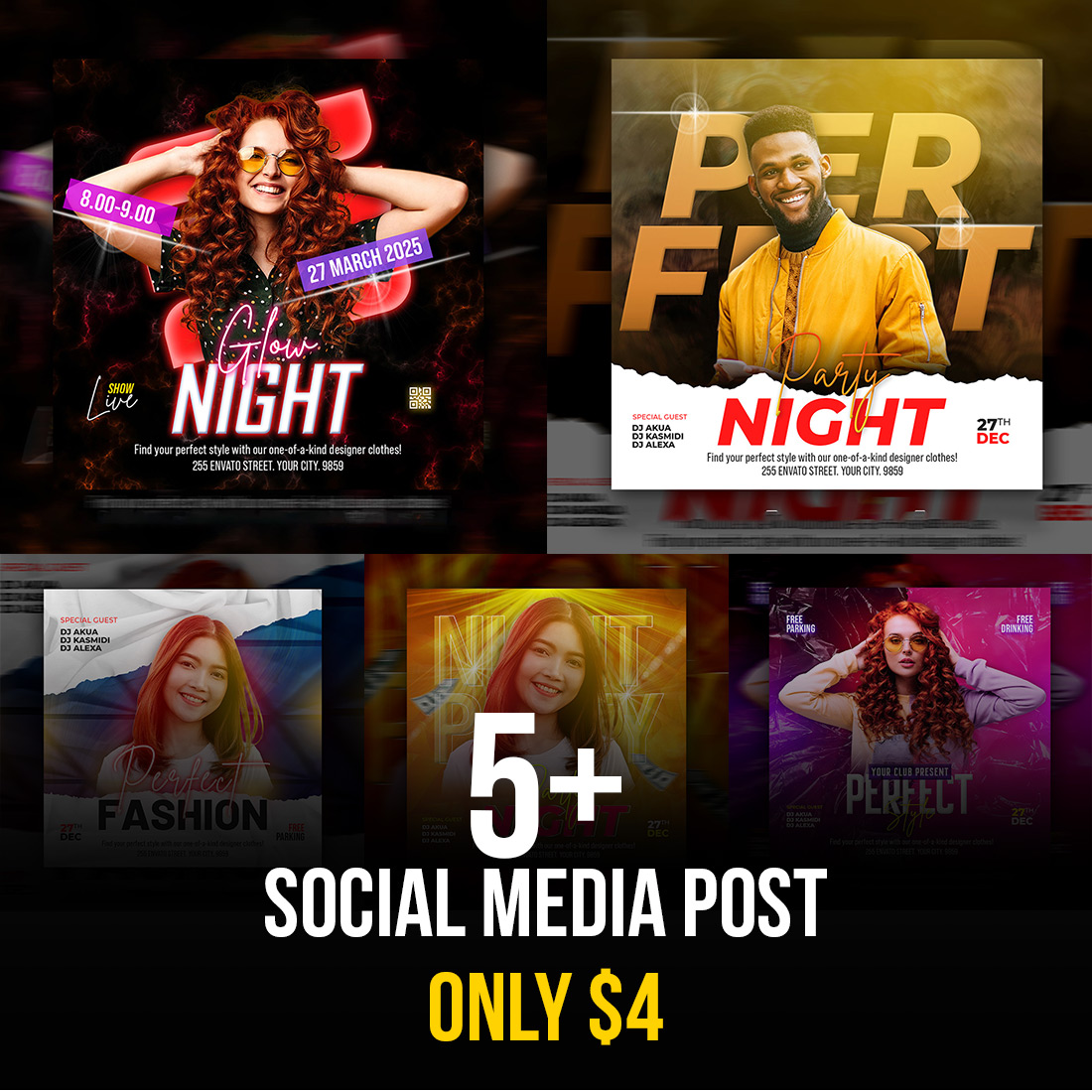 5+Food and restaurant social media Banner post templates- only $4 cover image.