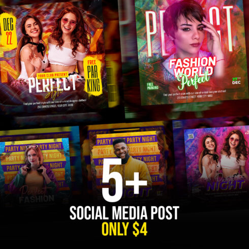 5+ Beautiful Fashion sale & party night banners or flyer social media post template- only $4 cover image.