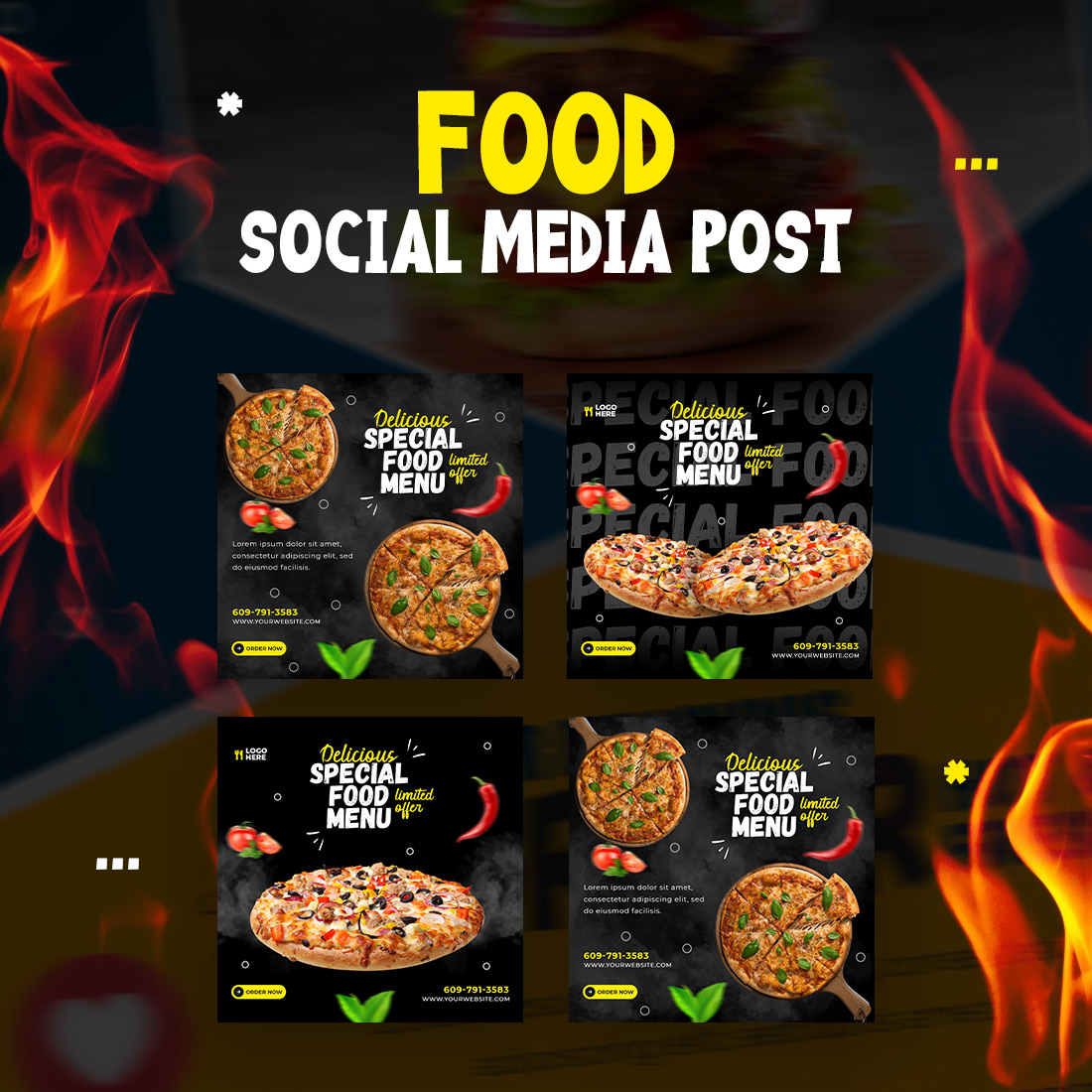 3+ Trendy Food and restaurant social media Banner post templates -only $2 cover image.