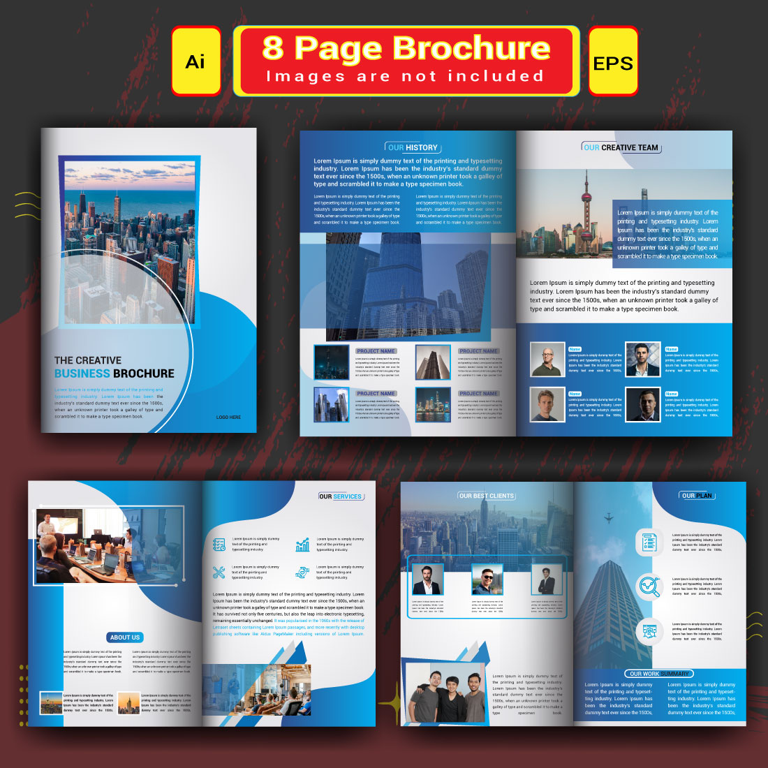 8 Page Business Profile Brochure Template Design cover image.
