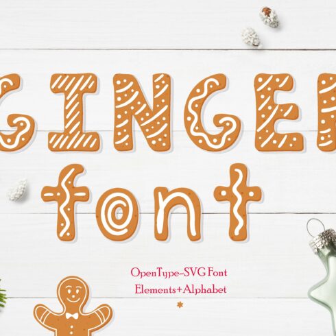 Gingerbread Christmas color SVG font cover image.