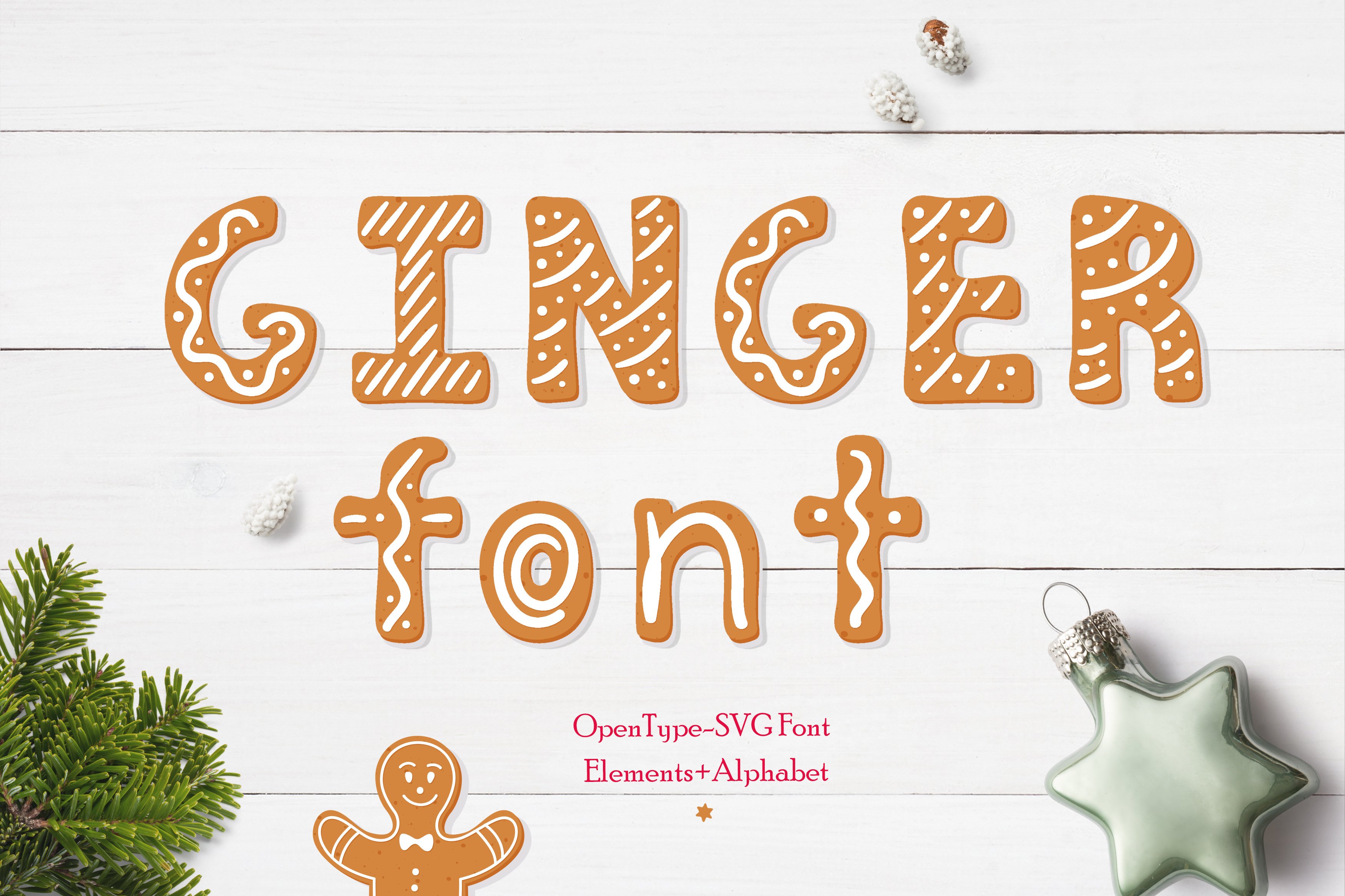 Gingerbread Christmas color SVG font cover image.