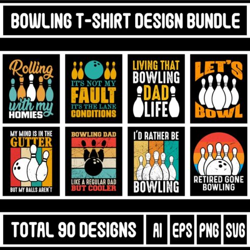 Bowling T-shirt Design Bundle cover image.