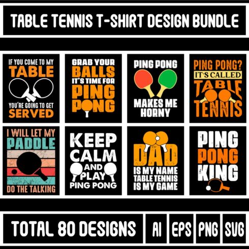 Ping Pong Table Tennis T-shirt Design Bundle cover image.