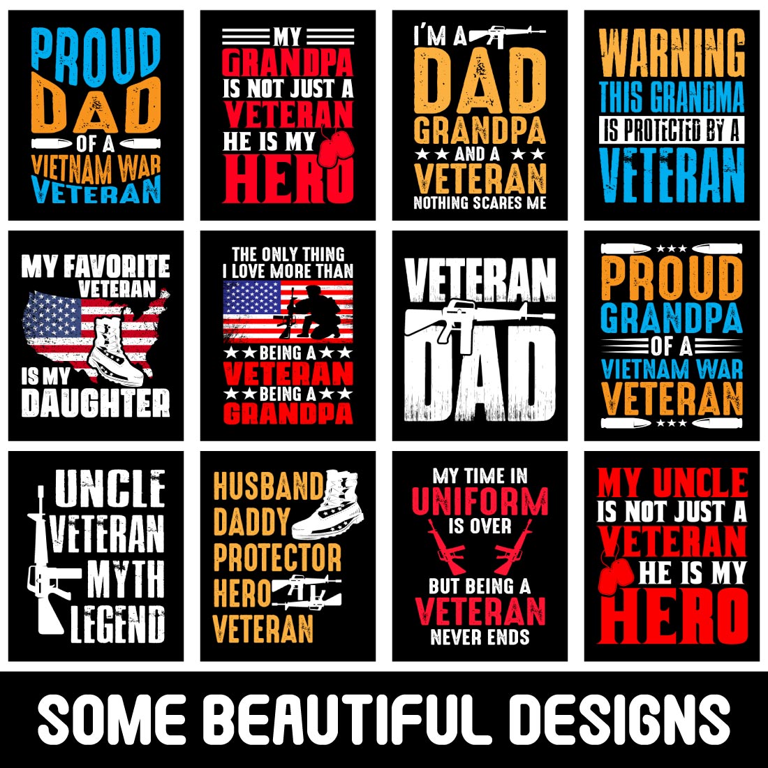 Army or Veteran T-shirt Design Bundle1 preview image.