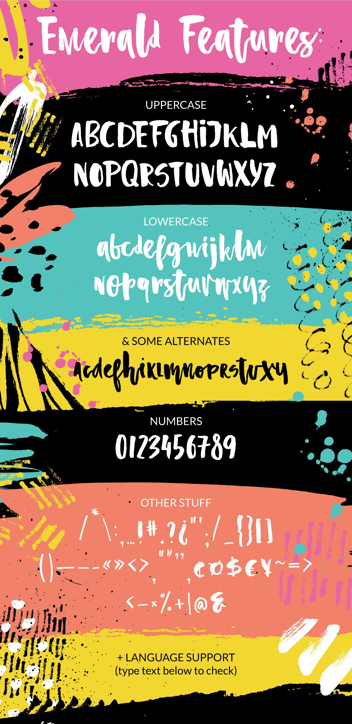 Emerald - playful brush font preview image.