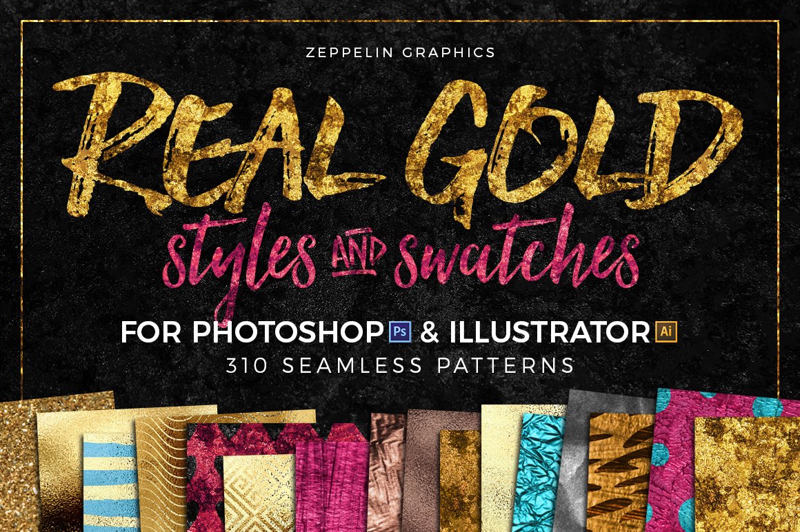 300+ Gold Glitter Foil Stylescover image.