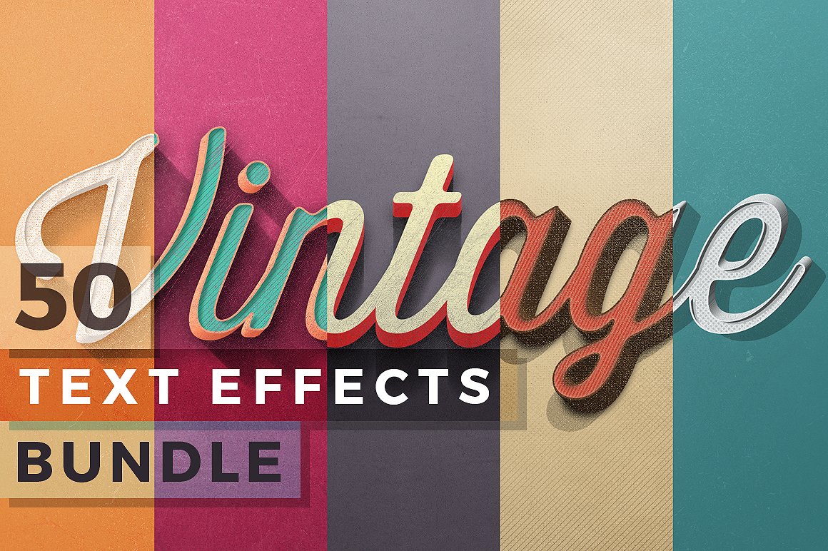 50 Vintage Text Effects Bundlecover image.