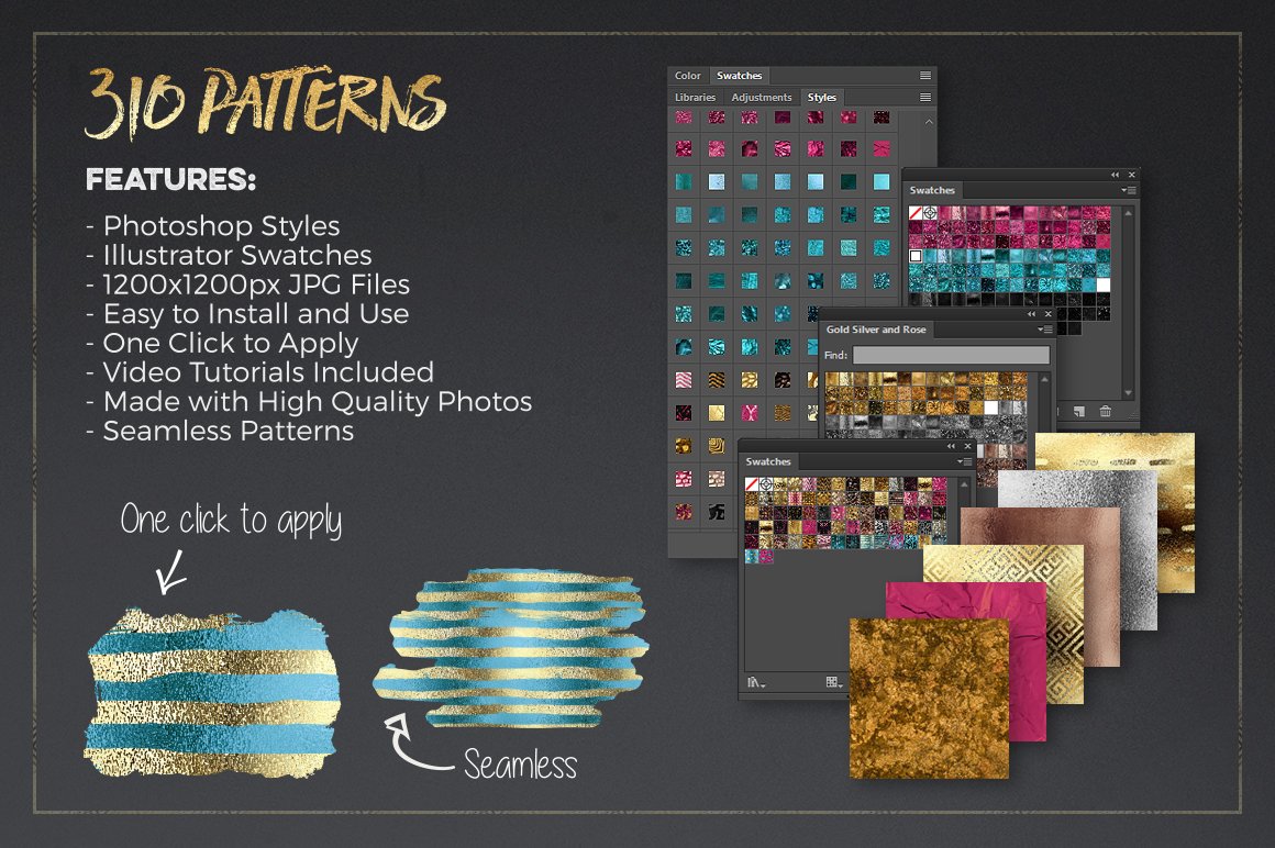 300+ Gold Glitter Foil Stylespreview image.