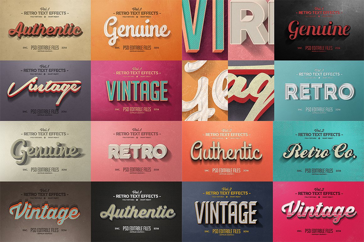 50 Vintage Text Effects Bundlepreview image.