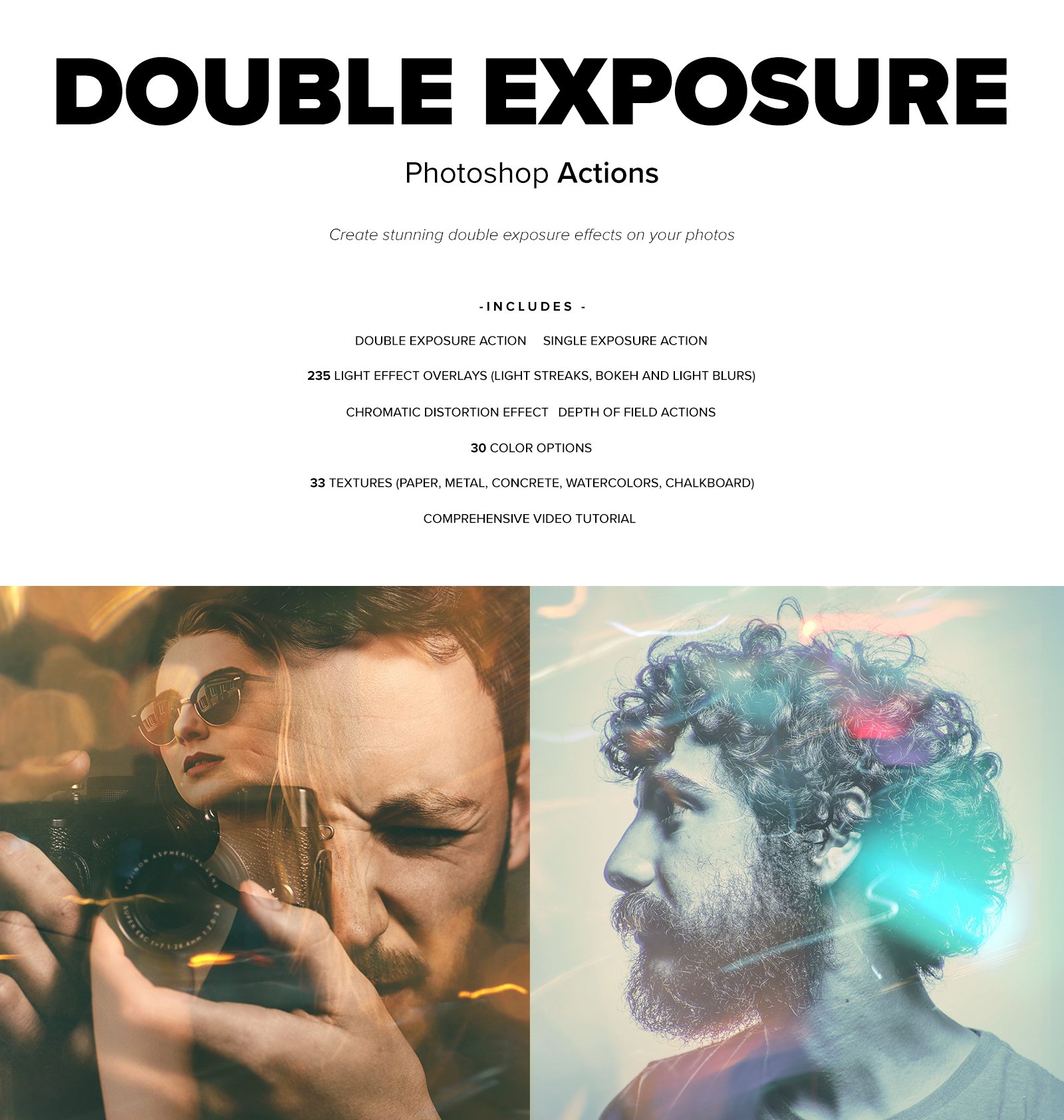 Double Exposure Photoshop Actionpreview image.