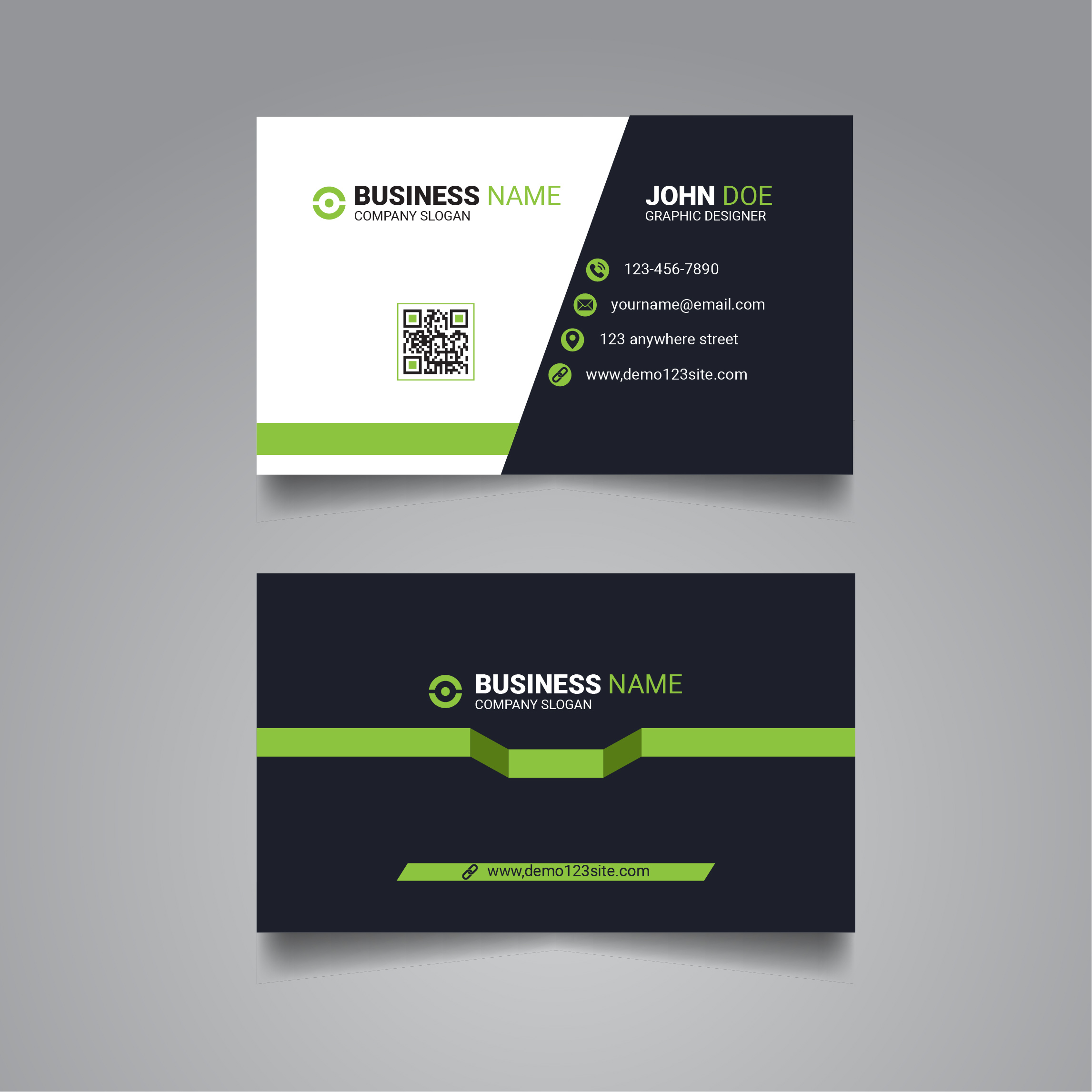 Corporate modern green business card template design cover image.