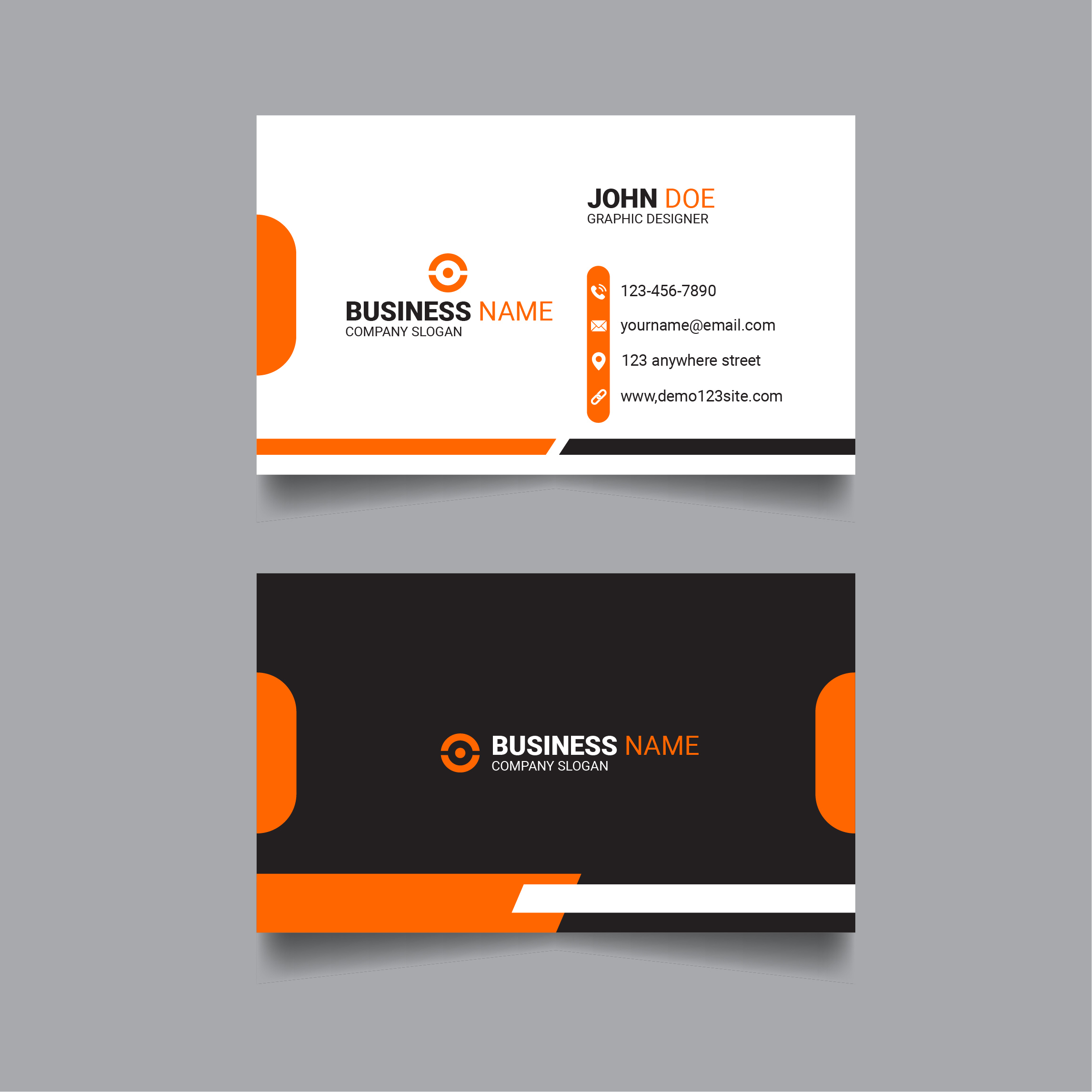 Orange color modern business card cover image.