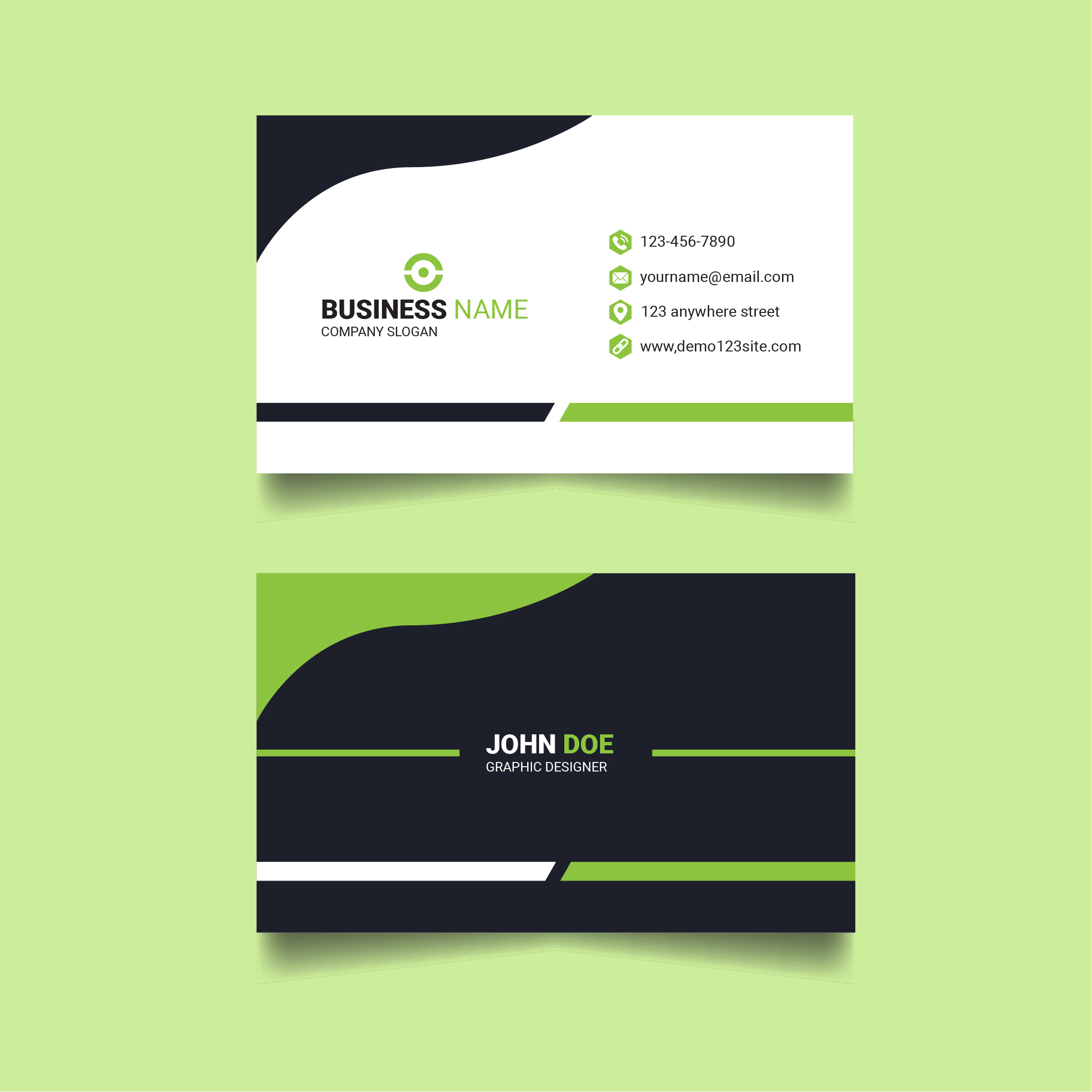 Professional modern business card template design preview image.