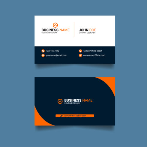 Abstract Modern Dark Blue and Orange Color Business Card – MasterBundles