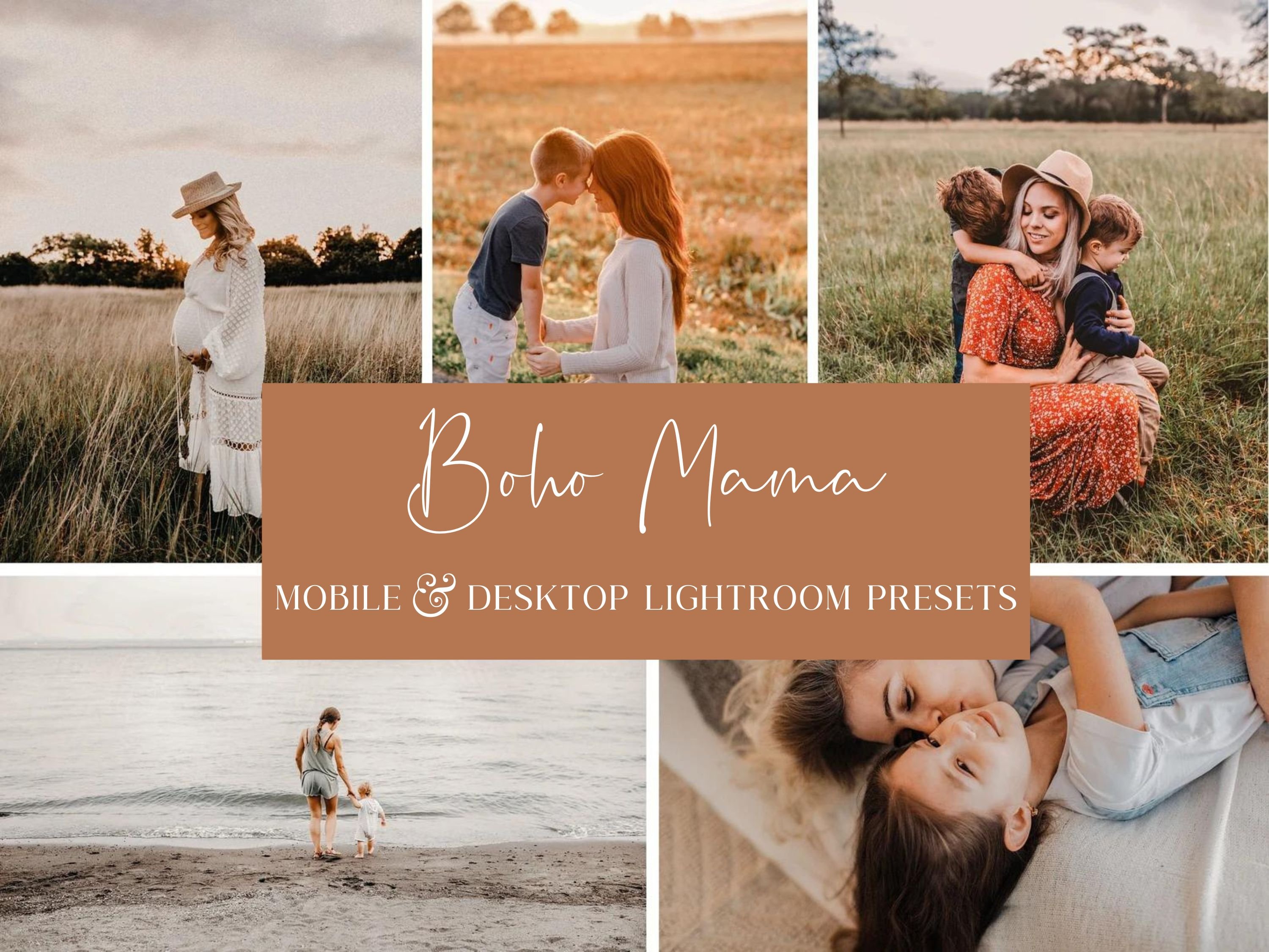 5 BOHO MAMA LIGHTROOM PRESETScover image.