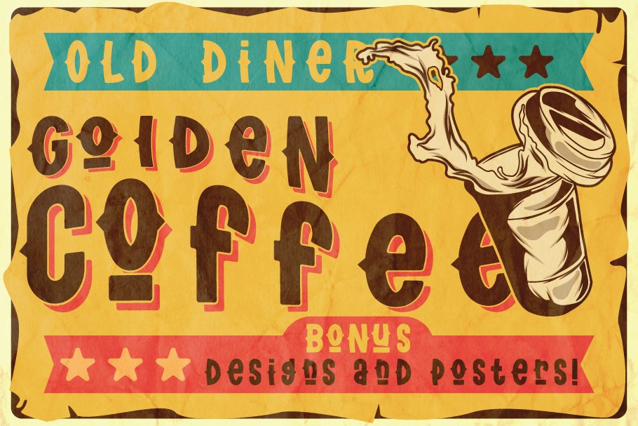 Golden coffee font, posters&designscover image.