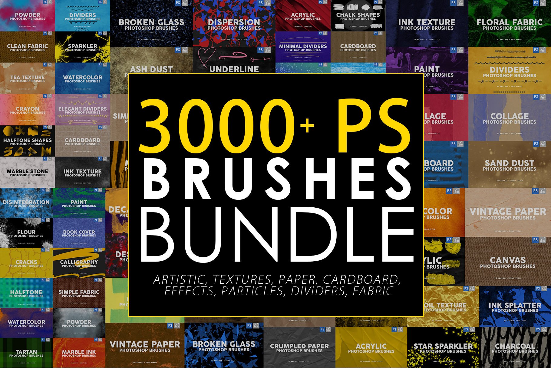 3000 Photoshop Stamp Brushes Bundlecover image.
