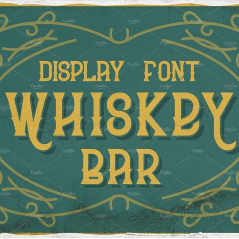 Whiskey bar font + 6 illustrations cover image.
