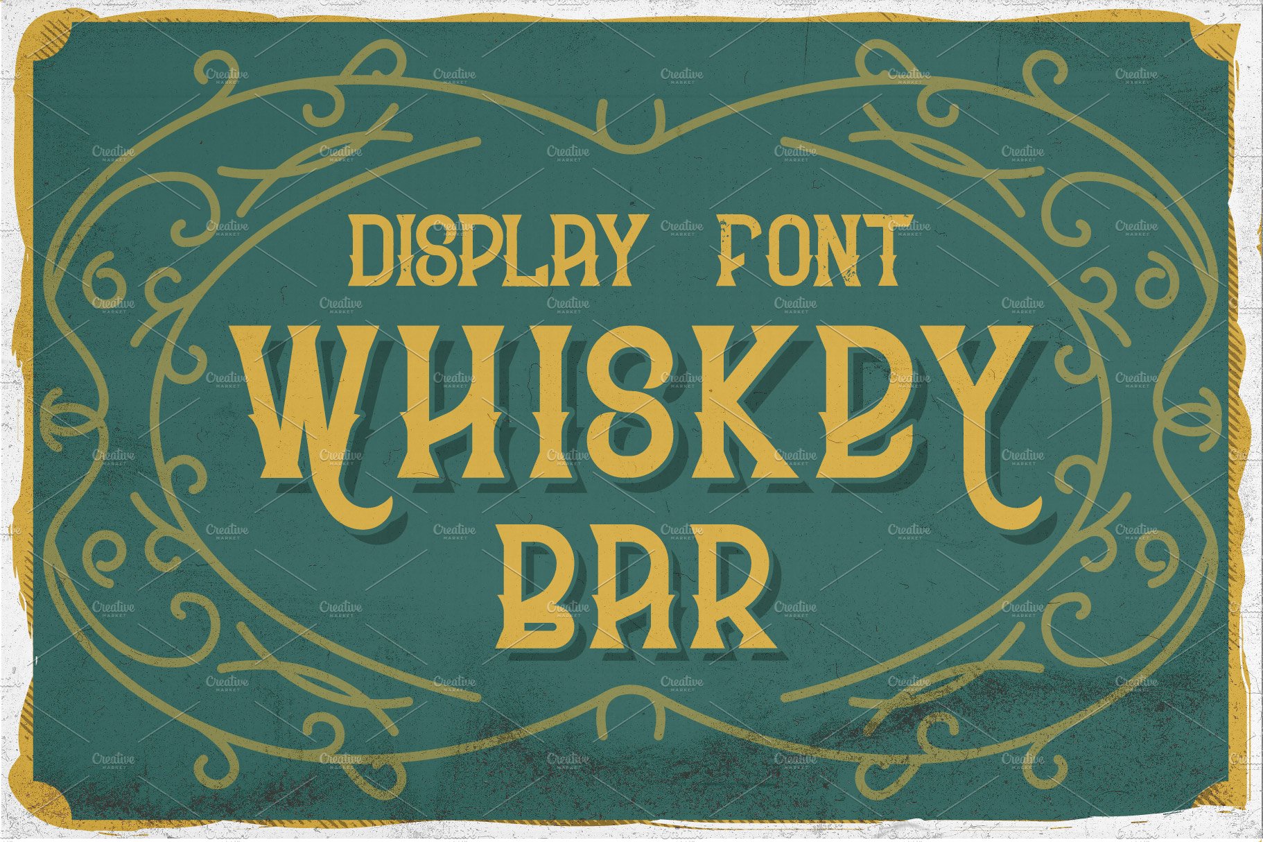 Whiskey bar font + 6 illustrations cover image.