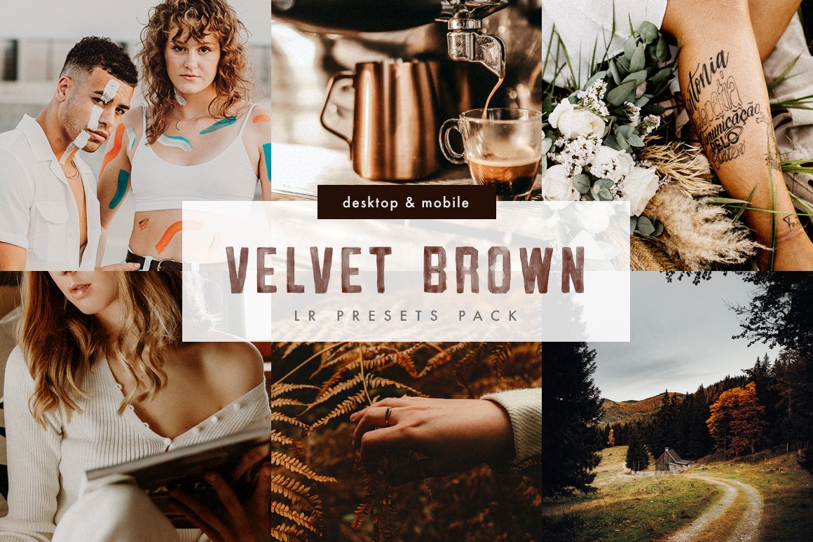 Velvet Brown Lightroom Presets Packcover image.
