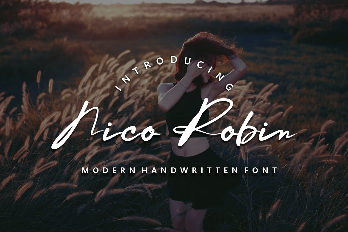 Nico robin hand written font preview image.
