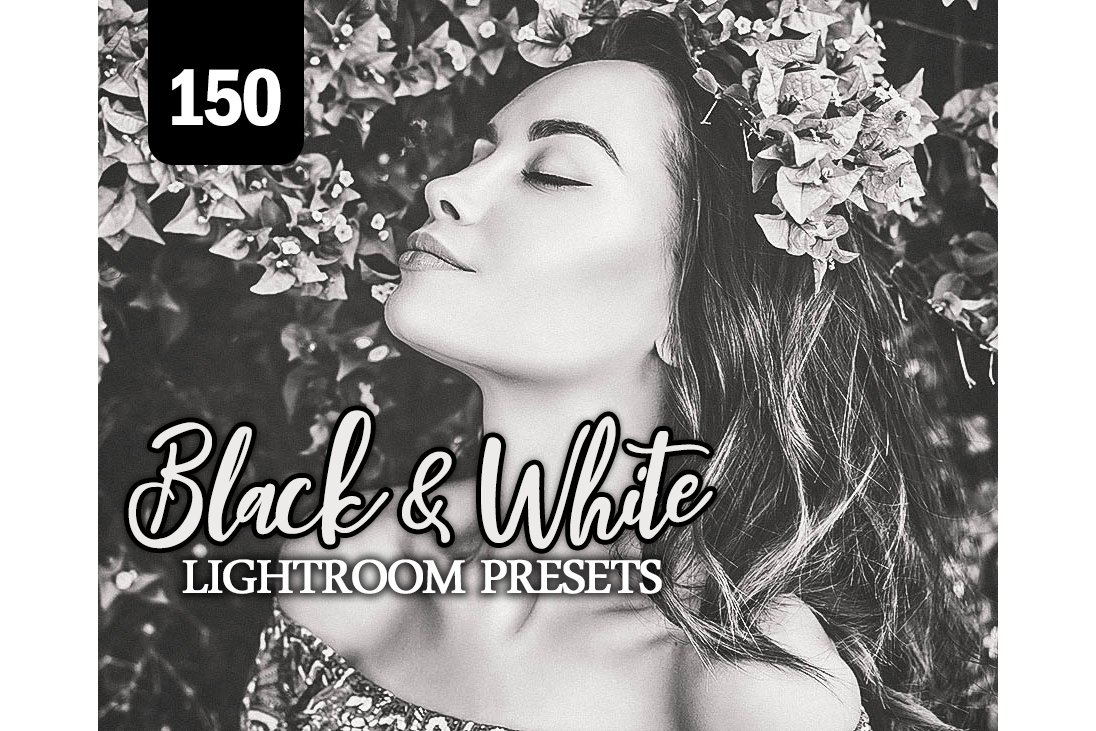 150 Black White Lightroom Presetscover image.