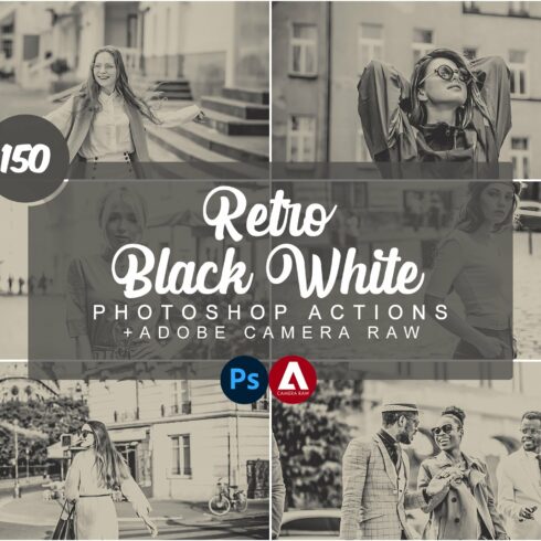Retro Black White Photoshop Actionscover image.