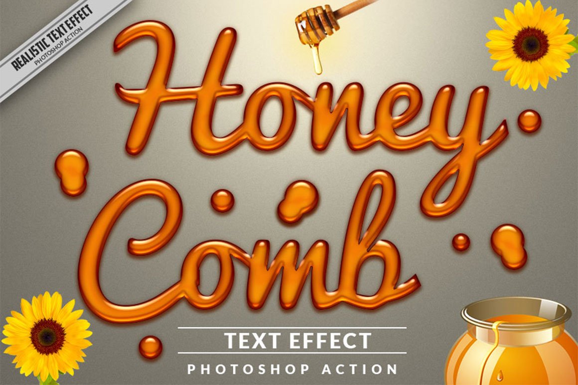 Honey Text Effect Photoshop Actioncover image.