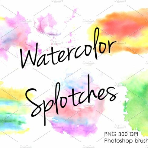 Watercolor splotches clipart set.cover image.