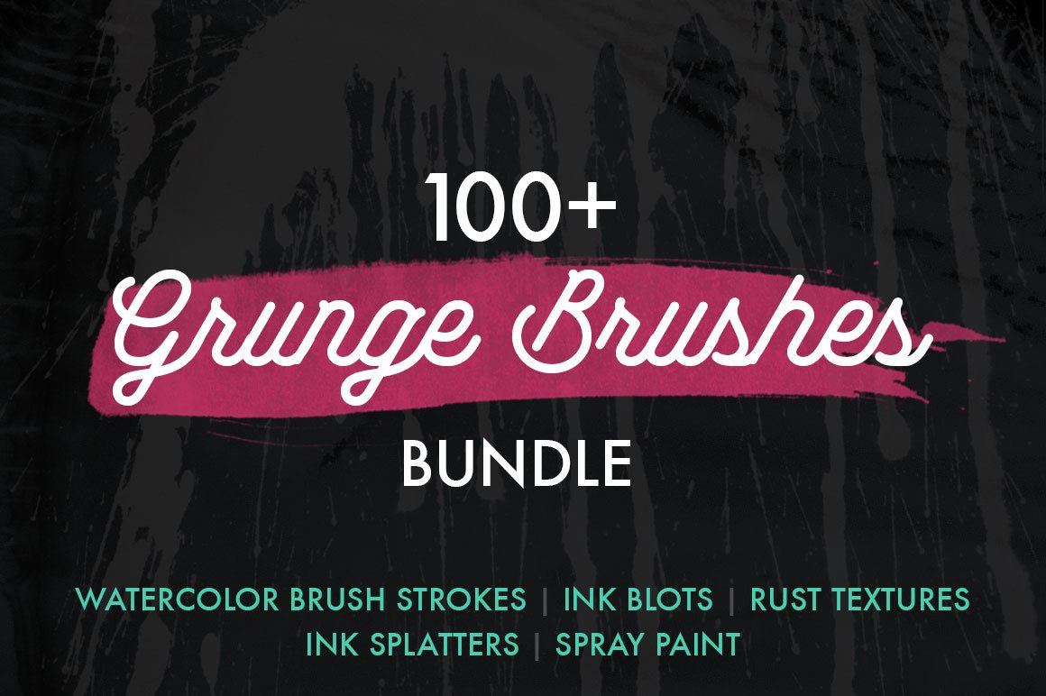 100+ Grunge Photoshop Brushes Bundlecover image.