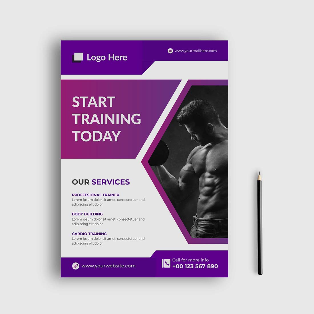 Gym and Fitness Flyer Design Template & social media post banner and Square web banner Flyer Design Template, Workout, fitness and Sports social media post banner, fitness gym Flyer banner design preview image.