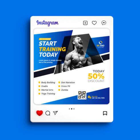 Fitness Gym Social Media Instagram Post Template Design cover image.