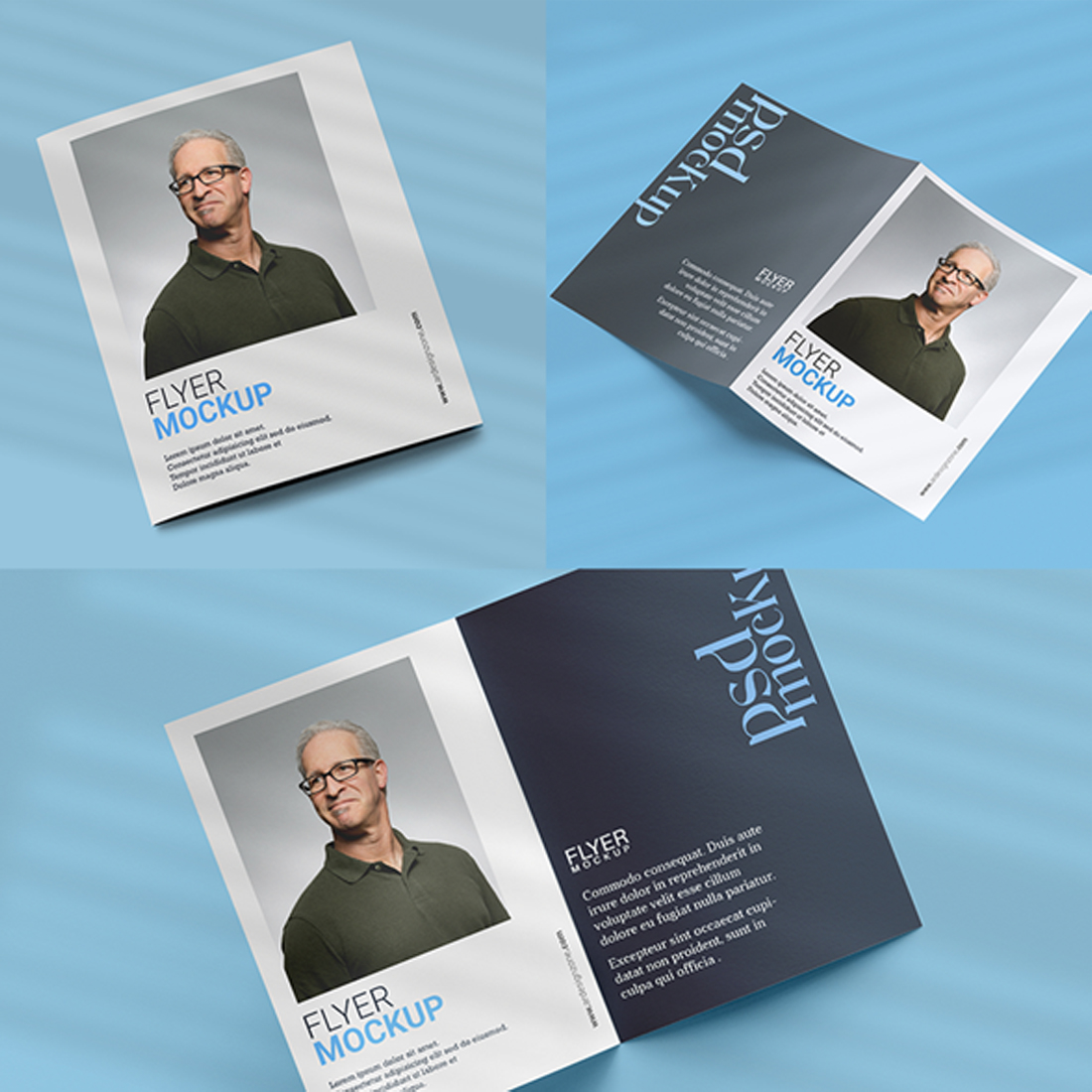 3 PSD Minimal Corporate and Business Flyer Mockup cover image.
