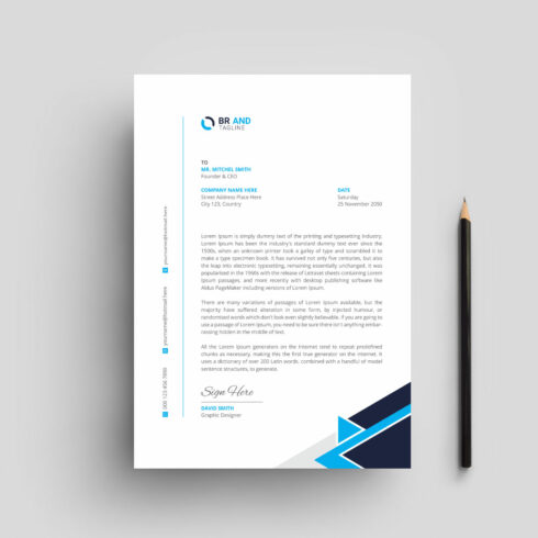 Minimal and Modern Letterhead Template Design cover image.