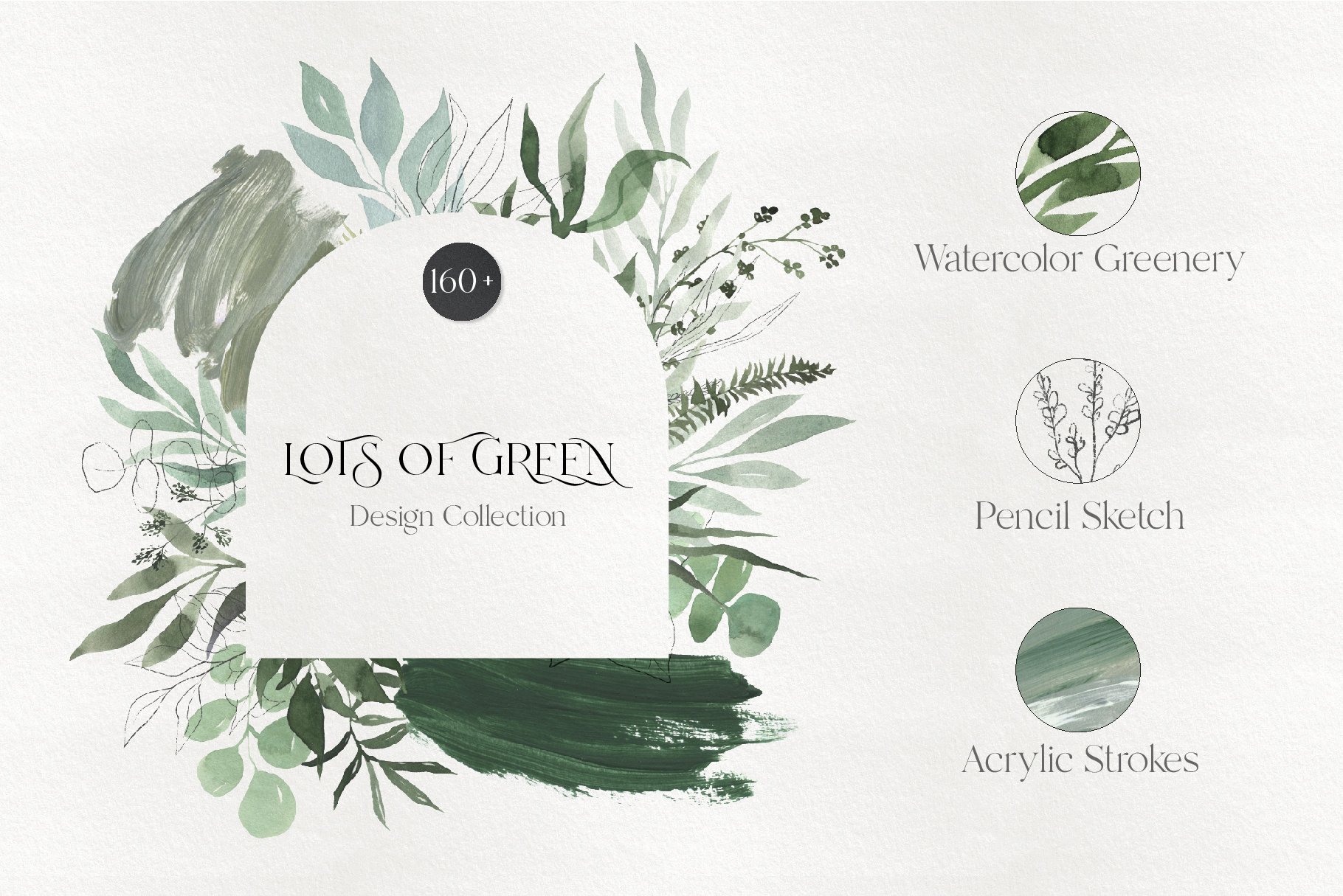 Watercolor Spring Greenery Pack preview image.