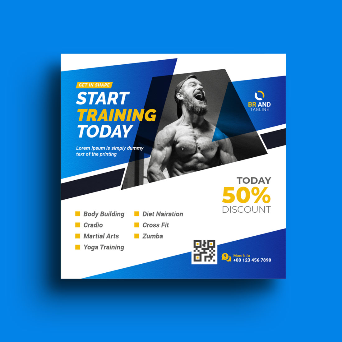 Fitness Gym Social Media Instagram Post Template Design preview image.