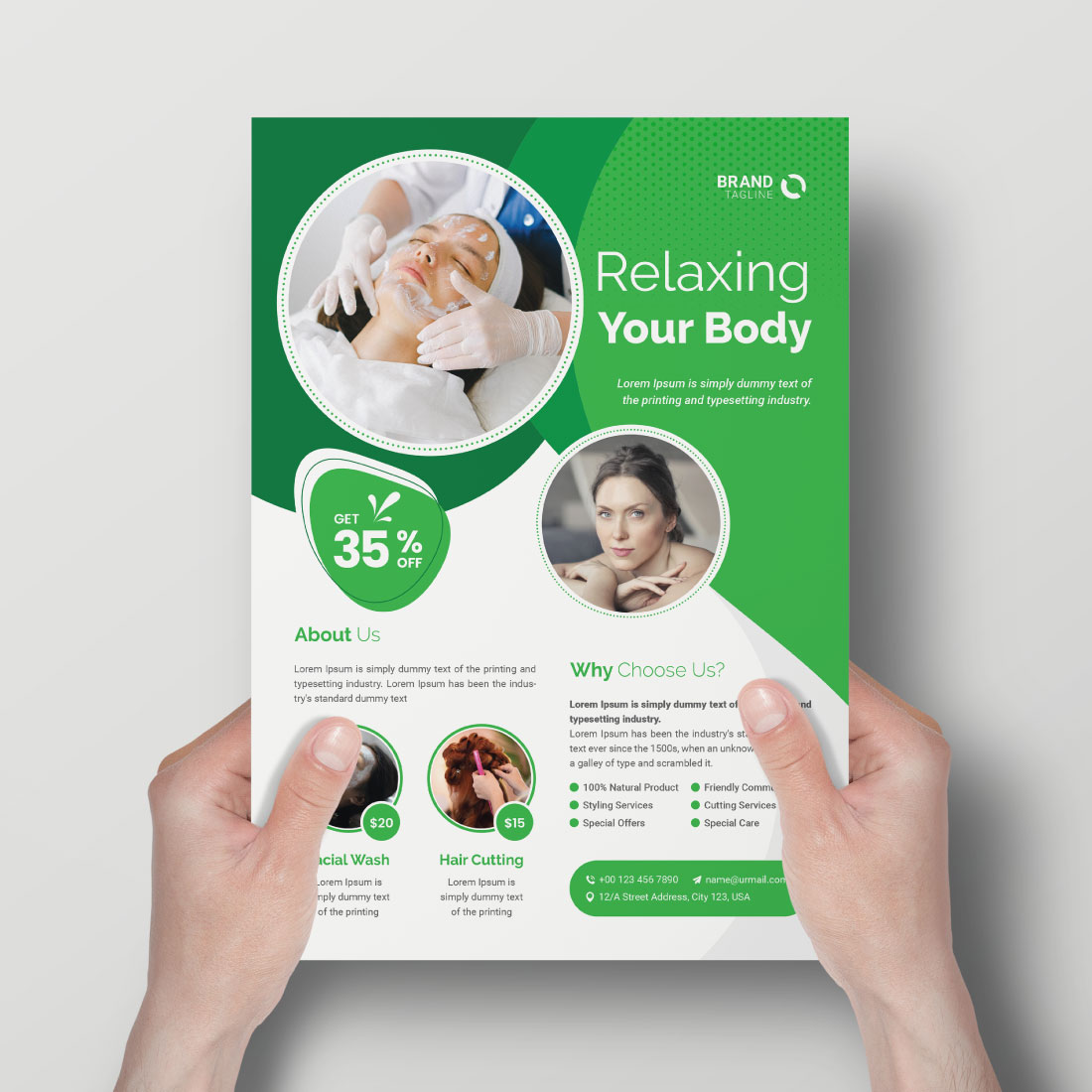 Beauty Spa Flyer Template Design preview image.