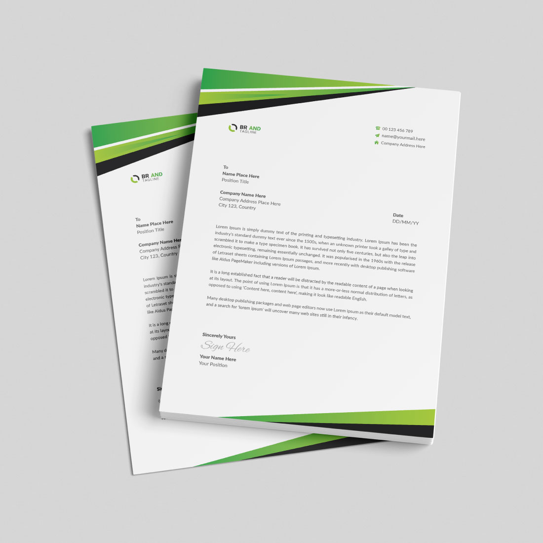 Clean and Modern Letterhead Template Design preview image.