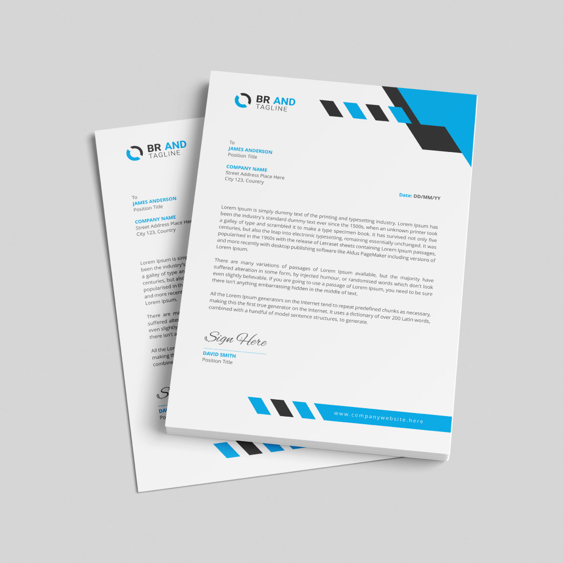 Clean and Modern Corporate Business Letterhead Template Design preview image.