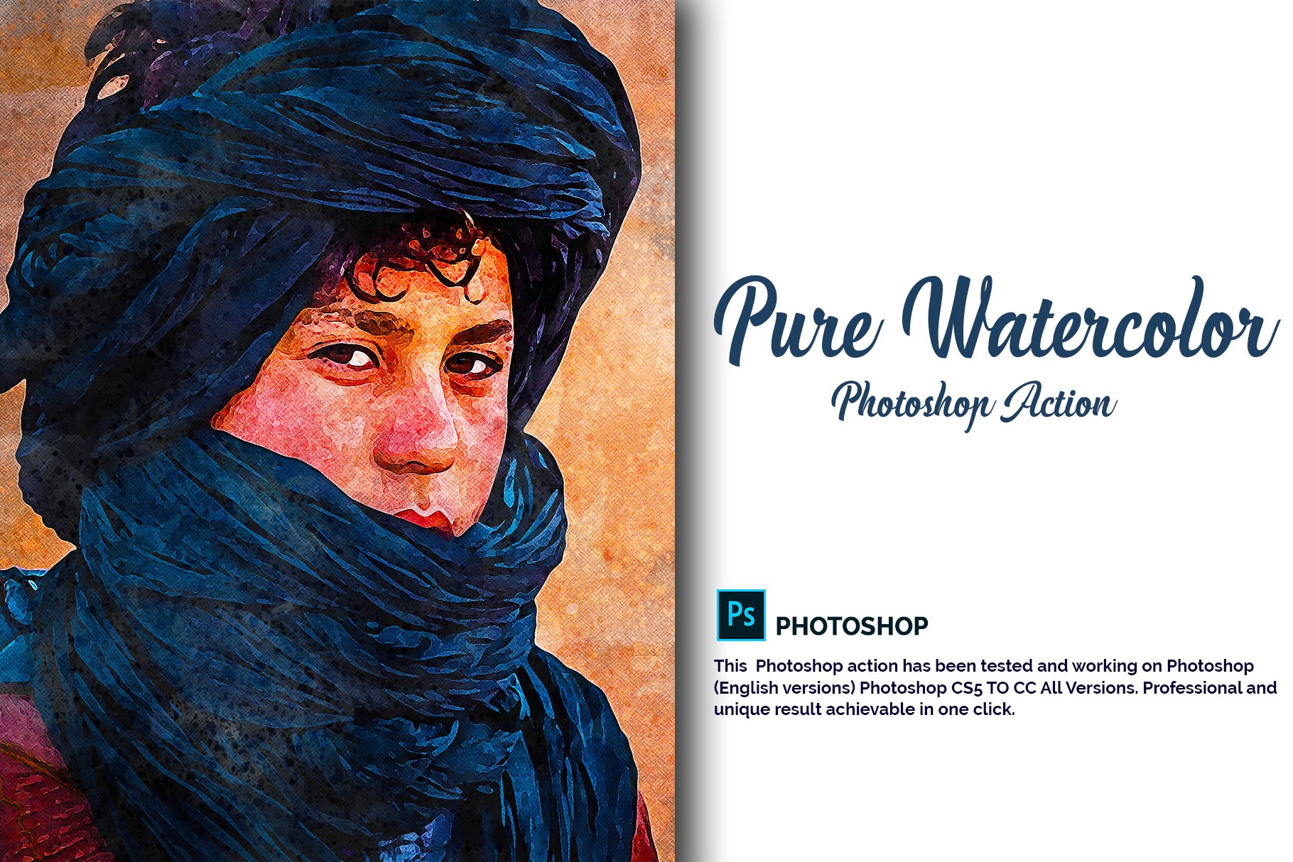Pure Watercolor Photoshop Actioncover image.