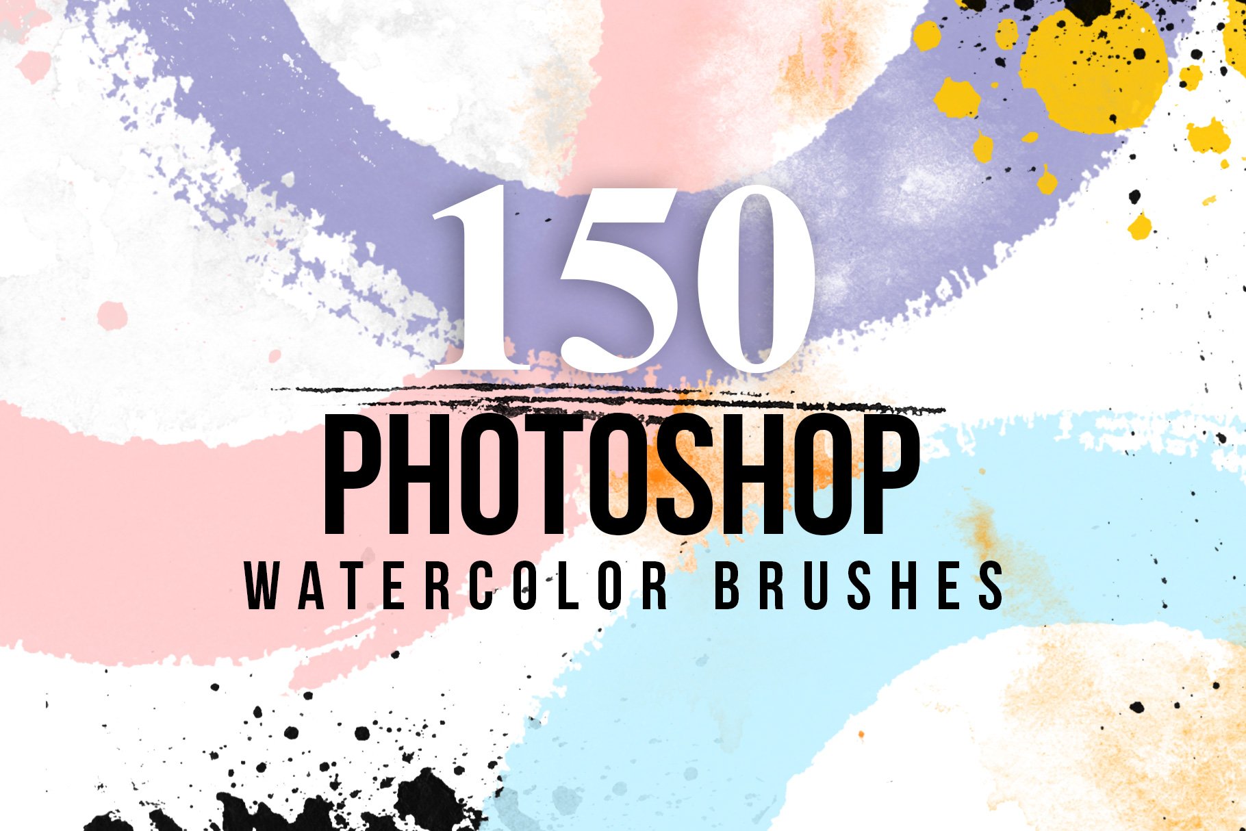 150 Watercolor Photoshop Brushes Setcover image.