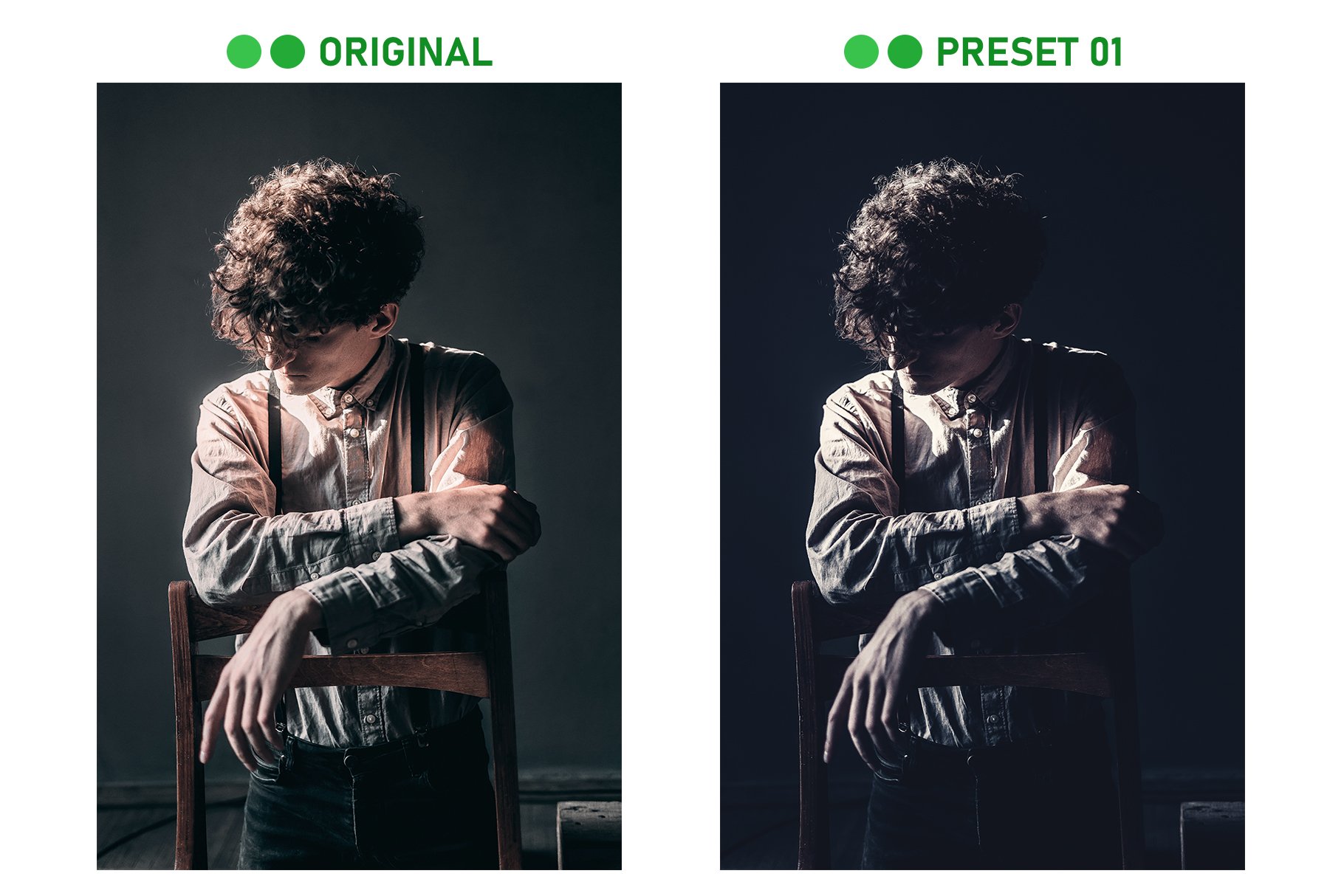 20 Dark LUTs Presets and Photoshop Apreview image.