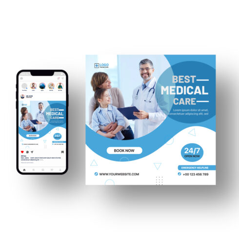 Medical Care Social Media Post/Banner template cover image.