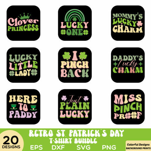 Retro St Patrick\'s day t- shirt bundle cover image.